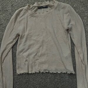 Abercrombie & Fitch Beige Long Sleeve Top